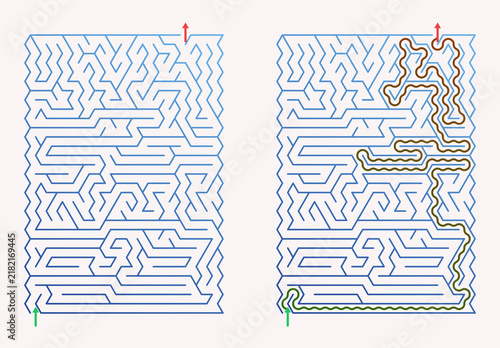 Принти на полотні Maze design with paths highlighted in different colors