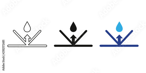 Foto Waterproof material symbol icons in three variants with moisture proof vector il