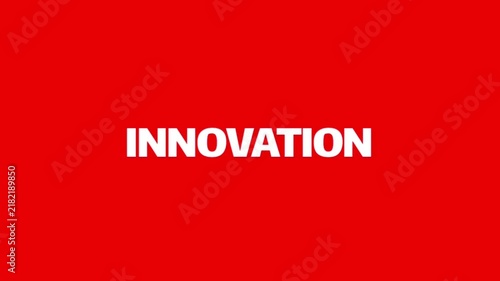 A bold INNOVATION title stands out in white against vivid red, with a clean animation style for modern technology concepts.