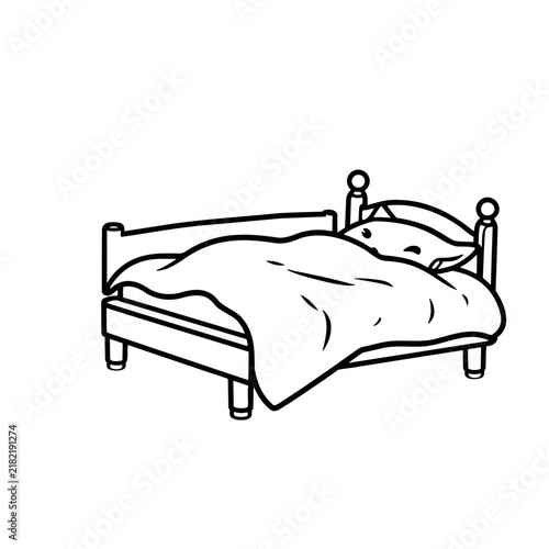 Illustration of a cozy bed with a blanket, designed for a restful atmosphere