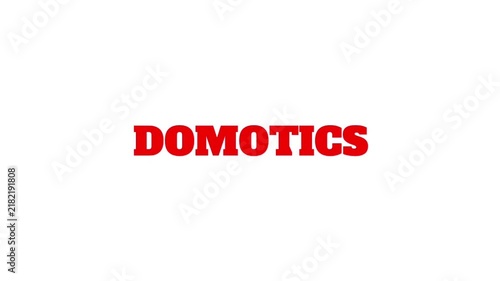 DOMOTICS appears in strong red type with a simple animation style, suited to smart home and connected technology themes.