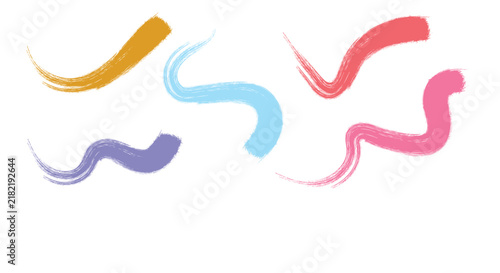 Colorful brush stroke collection, wavy paint smear textures set