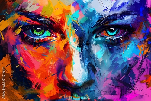 Vibrant portrait of a person with expressive brushstrokes and a bold color palette, creating a modern and artistic representation.