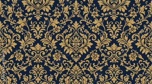 Seamless Luxury Damask Background Vector Pattern For Textile Printing