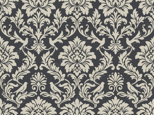 Traditional Decorative Damask Background Vector Pattern For Textile Collections