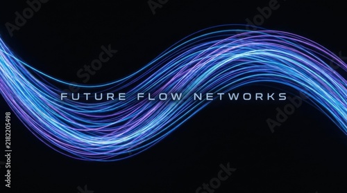Luminous Blue and Violet Digital Wave Lines for Data Network Background