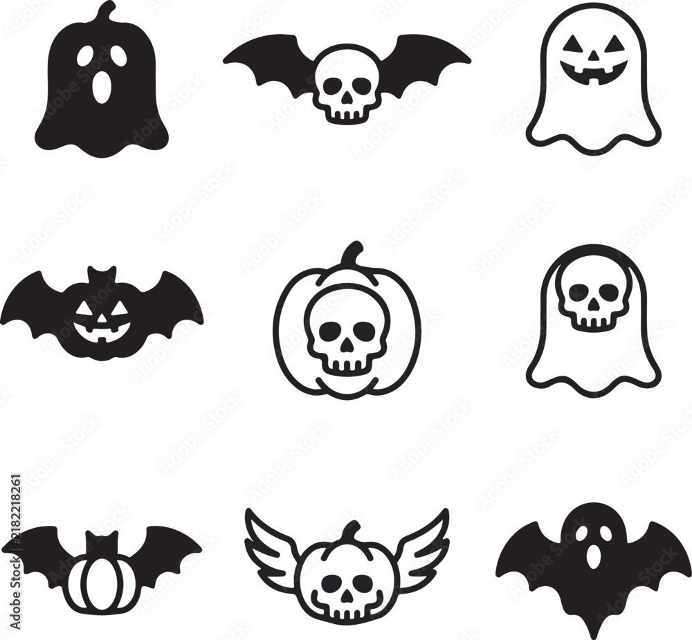Fototapeta premium set of halloween ghosts