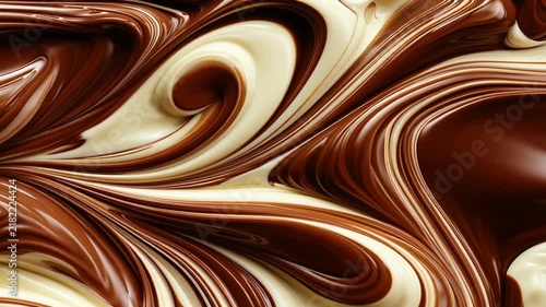 Melted Chocolate and Cream Texture With Swirling Motion