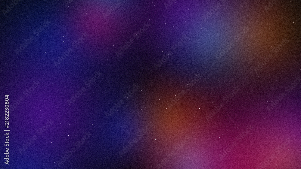 Fototapeta premium Dynamic space background with orange blue and purple blurred light spheres and stars