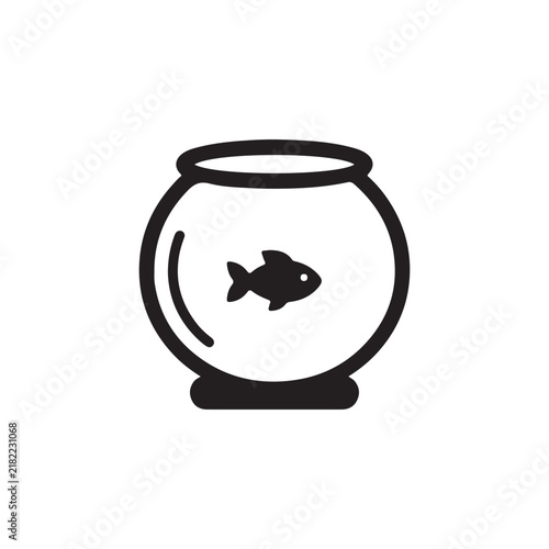 Fish bowl silhouette icon vector flat design.