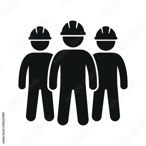 Construction workers team icon black simple style vector illustration for building crew and teamwork concepts.