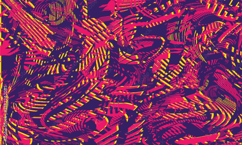 Fototapeta premium Pink Yellow and Purple Distressed Brush Abstract Pattern