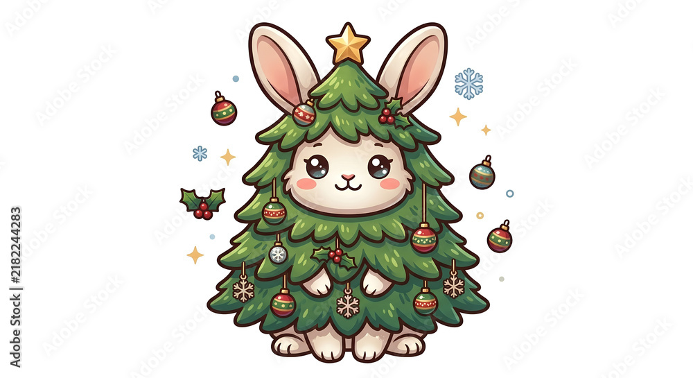 Naklejka premium christmas tree and snowman