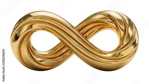 Foto Shiny golden infinity symbol with ribbed texture, isolated on transparent backgr