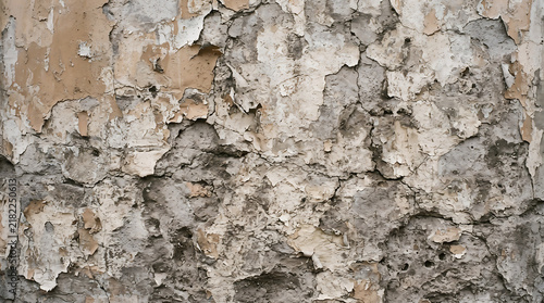 Rough Aged Wall with Peeling Paint and Cracks