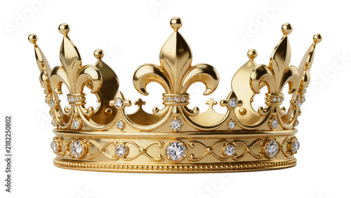 Foto Ornate golden crown with diamonds, isolated on transparent background