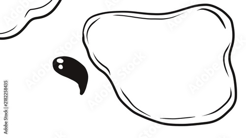 A fry, larva, microbe, worm, or small creature is crawling in circles in the corner of the image. There are dirty spots or puddles nearby.