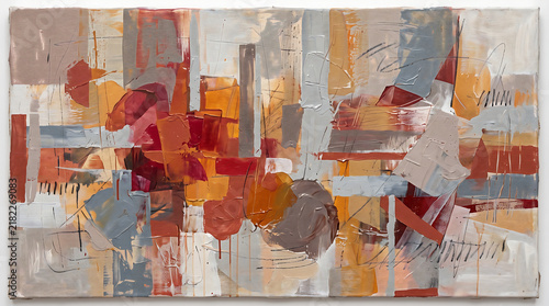 Abstract Red and Grey Textured Canvas Art