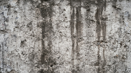 Weathered gray wall with vertical water stains