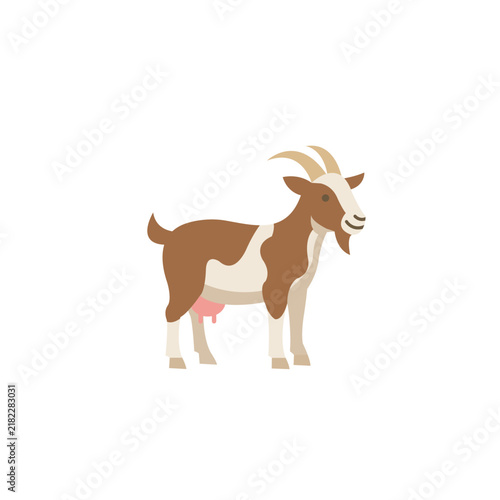 Goat flat vector icon for livestock and farm animal design