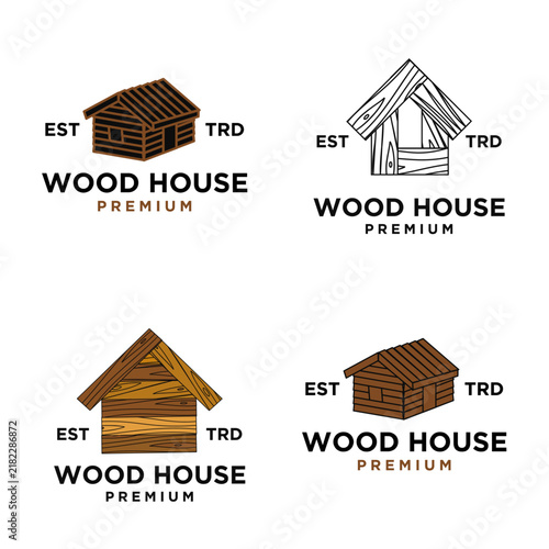 Wood House Premium Logo Designs - Collection of Wooden Cabin and Log House Brand Identity Concepts