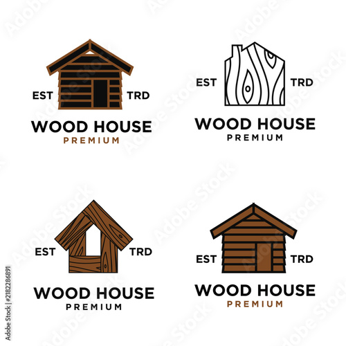 Premium Wood House and Log Cabin Logo Design Collection for Construction, Real Estate, and Timber Businesses