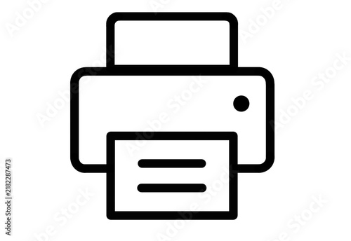 Plakat Black outline printer with paper icon transparent background