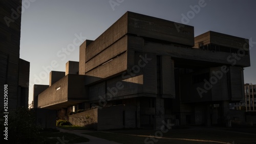 Brutalist Architecture at Dusk
