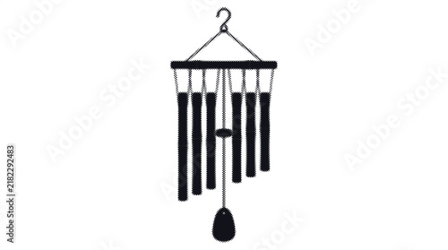 Fotografie A minimalist vector illustration of a black wind chime with a hook