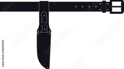 Canvas Print A minimalist vector graphic of a knife in a leather sheath attached to a belt