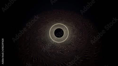 Fotografie Abstract cosmic black hole with glowing accretion disk and dark swirling space t
