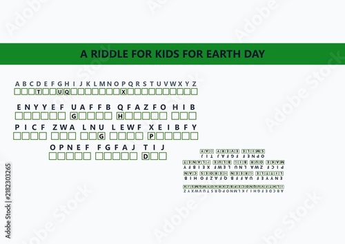 A riddle for kids celebrating Earth Day on a green background.
