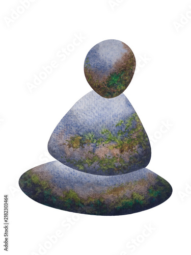 abstract human body stone balance chakra lotus pose yoga mediter peace mind mental health heal meditation self care soul spiritual universe positive therapy art design illustration watercolor painting