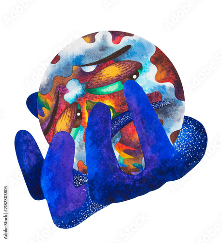 suffering depression feeling unhappy stress face mind health heal mental spiritual negative symbol psychology therapy art design illustration watercolor painting cartoon depressed pain sad expression