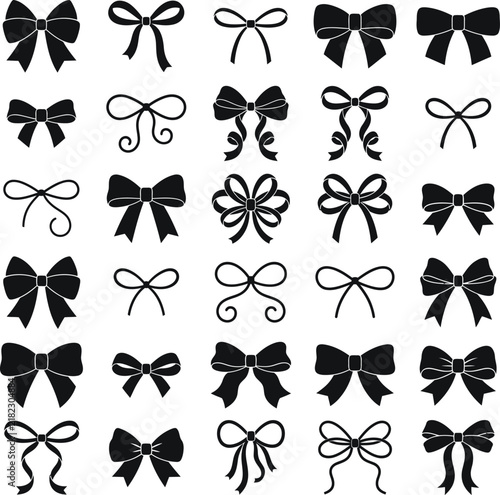 Elegant Ribbon and Bow Icons Design Elements