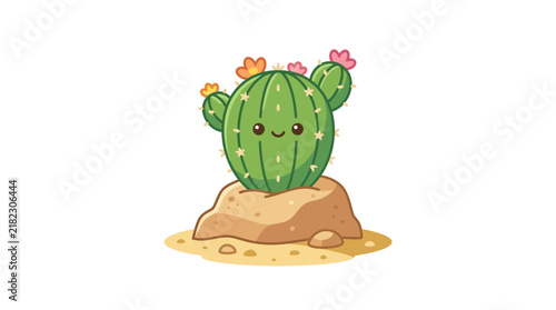 Smiling cactus on sand