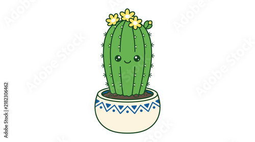 Potted smiling cactus