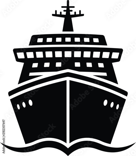 Front View Silhouette of a Large Cruise Ship