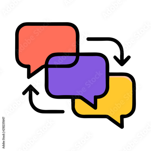 Interconnected Speech Bubbles Representing Communication and Conversation Flow