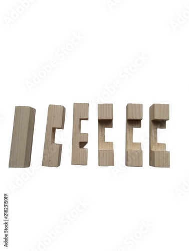 Konstfotografi Hand cut wooden burr puzzle pieces for 3D cube brain teaser