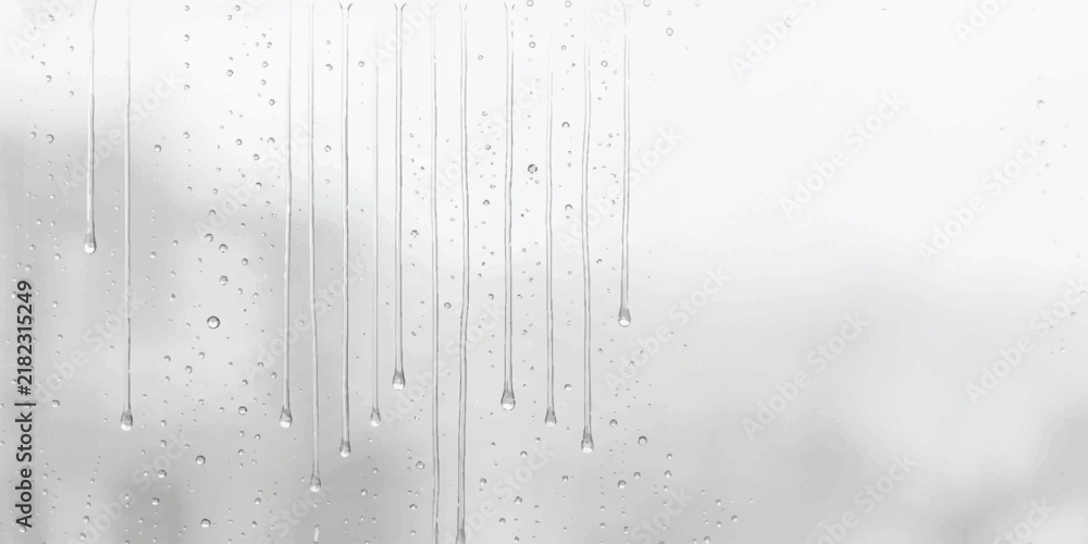 Obraz premium Rain drops running down on a clear glass window pane