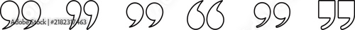 Set of black outline quotation marks icons in various styles isolated on a white background
