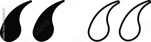 Set of black silhouette and outline quote marks for text design and typography projects