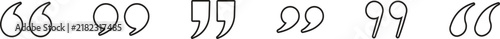 Set of various black outline quotation marks isolated on a white background