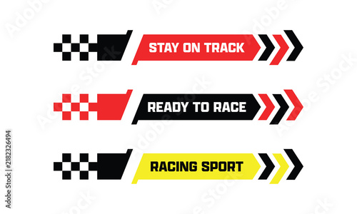 Racing Arrow Banner Set with Checkered Flag Motifs and Speed Typography