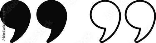 Set of black quote marks and outline quotation symbols for text and design projects