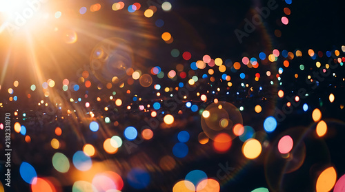 Colorful lights forming a night sky glow