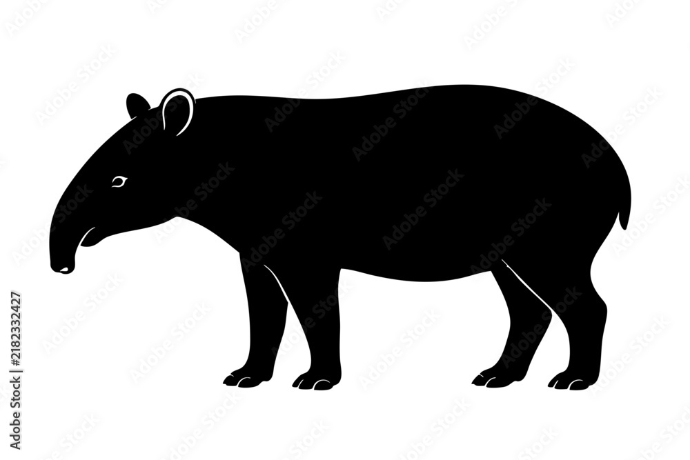Obraz premium Black Silhouette Illustration Of Wild Bear Animal Walking Isolated On White Background