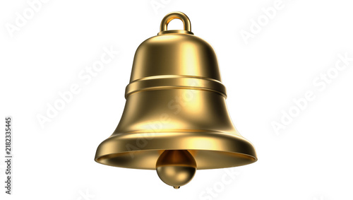 Bild auf Leinwand Shiny golden bell with clapper, isolated on transparent background