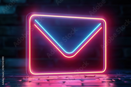 Business communication neon email concept